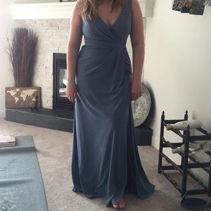 David’s Bridal Steel Blue size 12 bridesmaid dress